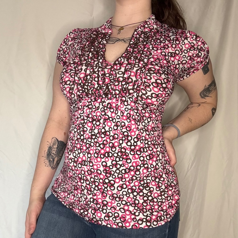 Y2K Pink & Brown Top